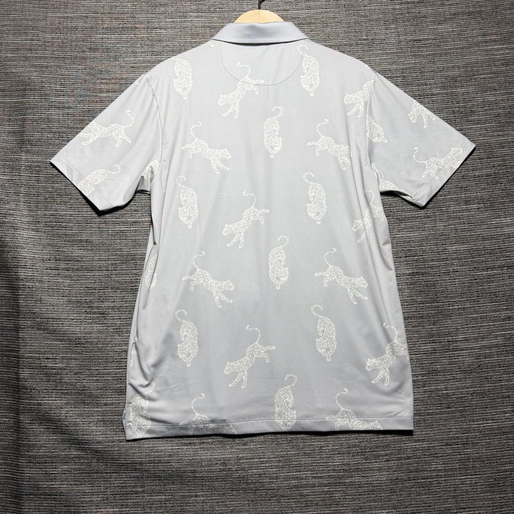 Bad Birdie Polo Shirt Mens M Gray Cheetah SS Performance Golf Polo BBMP001-738B - Picture 6 of 12